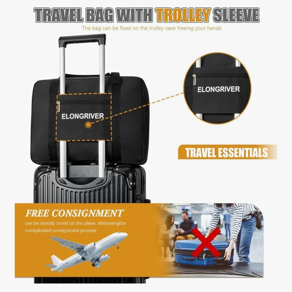 🆕 Travel Duffel Bag Foldable Weekender Overnight Bag for Men Women Lightweight
